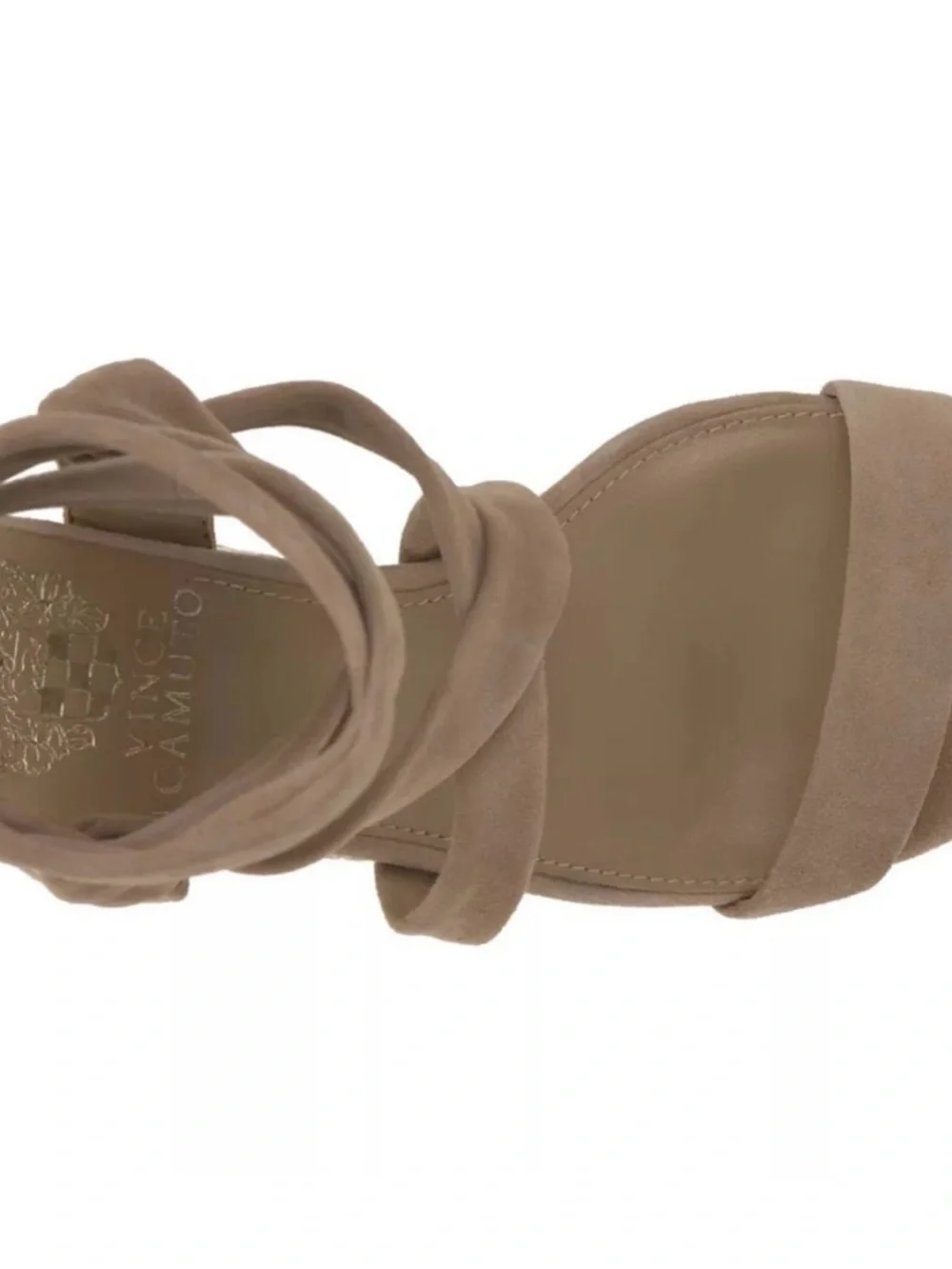 Women's Taupe Suede Wrap Espadrille Wedge Sandal